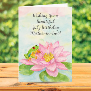 Tarjeta Cumpleaños Feliz de Julio para Suegra con Nenúfar