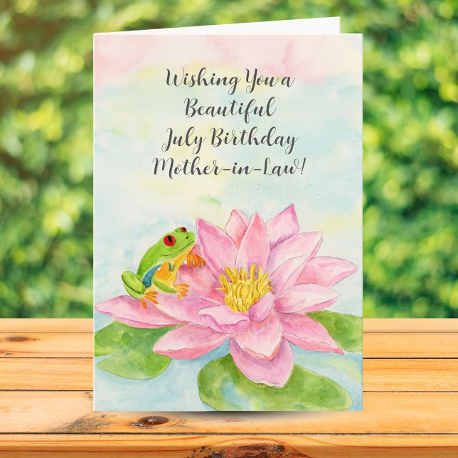 Tarjeta Cumpleaños Feliz de Julio para Suegra con Nenúfar (Subido por el creador)