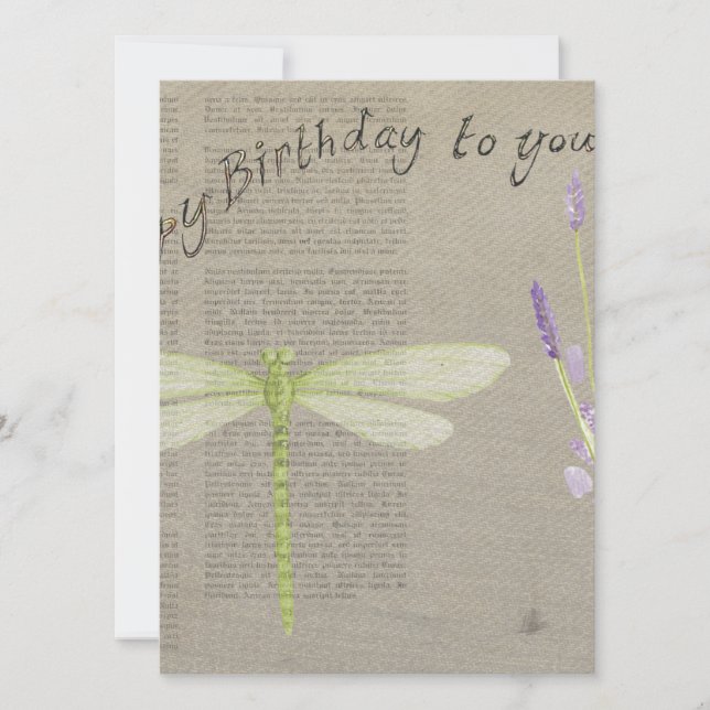 Tarjeta cumpleaños feliz de la libélula (Anverso)