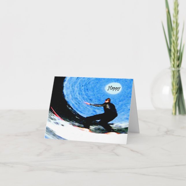 Tarjeta Cumpleaños feliz de la persona que practica surf (Anverso)