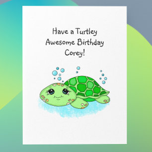 Tarjeta Cumpleaños feliz de la tortuga personalizada Pág