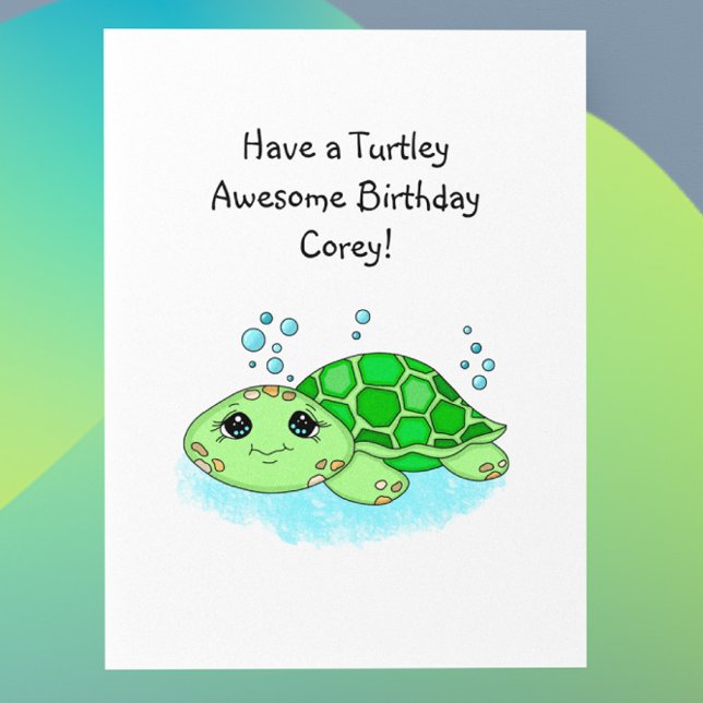 Tarjeta Cumpleaños feliz de la tortuga personalizada | Pág (Subido por el creador)