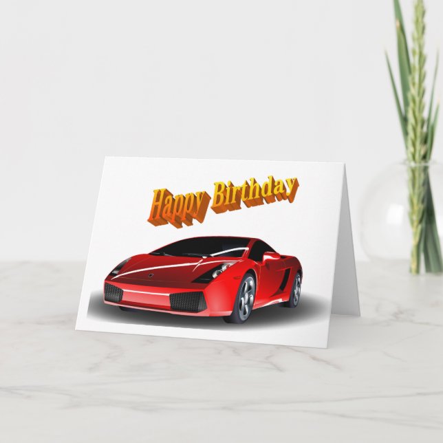 Tarjeta Cumpleaños feliz de los autos deportivos (Anverso)