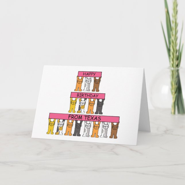 Tarjeta Cumpleaños feliz de los gatos Personalizados de Te (Anverso)