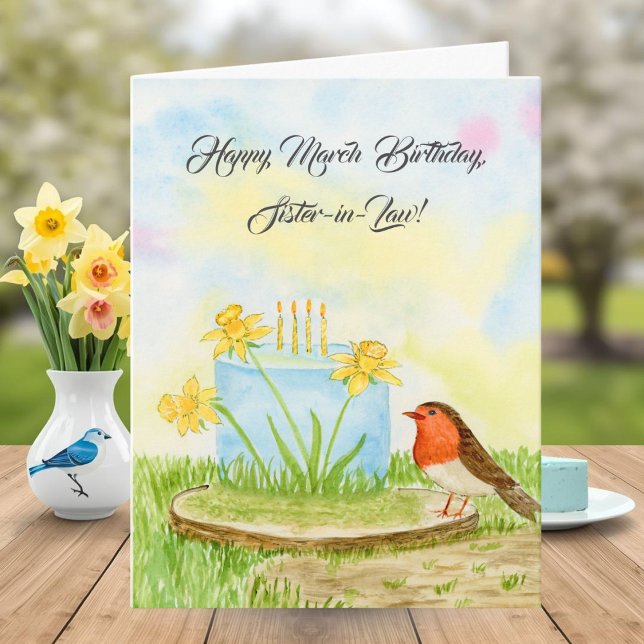 Tarjeta Cumpleaños Feliz de Marzo para Cuñada Narcisos (Subido por el creador)