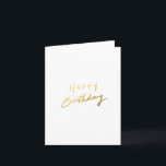 Tarjeta Cumpleaños Feliz de Oro Clásico<br><div class="desc">Un diseño pintado a mano con letras doradas para una celebración de cumpleaños clásica.</div>