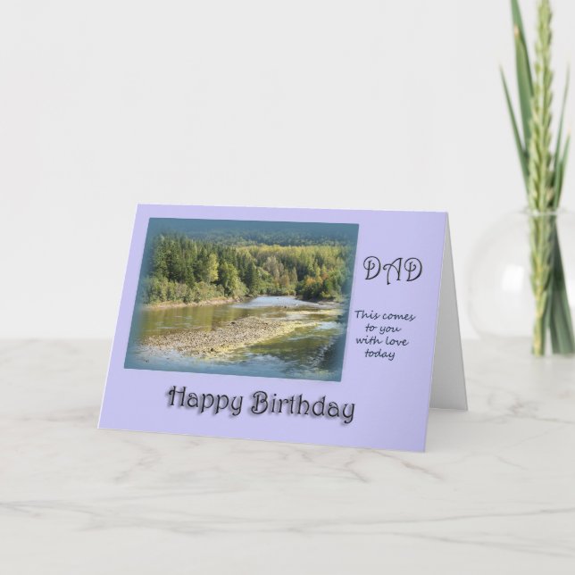 Tarjeta Cumpleaños feliz de papá - río de pesca de salmón (Anverso)