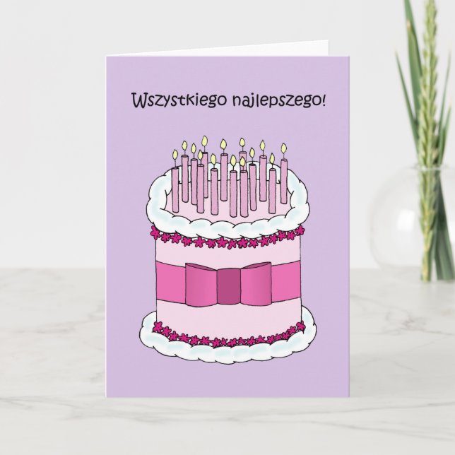 Tarjeta Cumpleaños feliz de Polonia Wszystkiego Najlepszeg (Anverso)