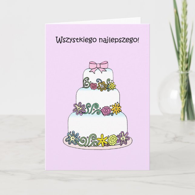 Tarjeta Cumpleaños feliz de Polonia Wszystkiego Najlepszeg (Anverso)
