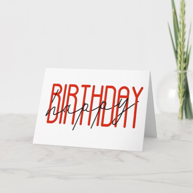 Tarjeta Cumpleaños feliz de rojo y negro (Anverso)