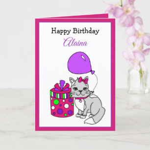 Tarjeta Cumpleaños feliz de un Chica de gatos kitanos
