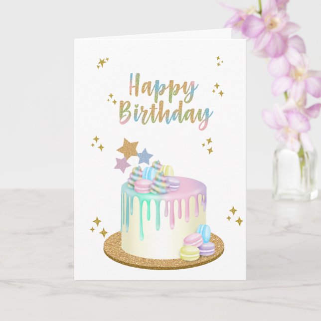 Tarjeta Cumpleaños Feliz de Unicornio (Orquídea)