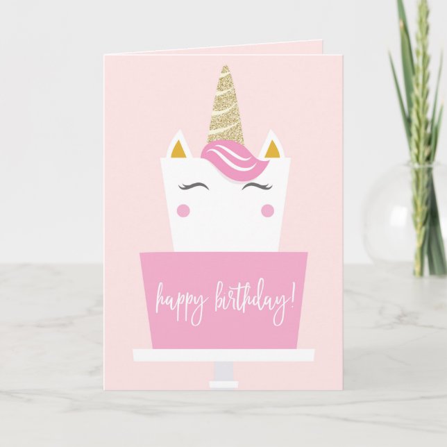 Tarjeta Cumpleaños Feliz de Unicornio (Anverso)