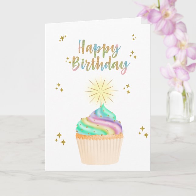 Tarjeta Cumpleaños Feliz de Unicornio (Orquídea)