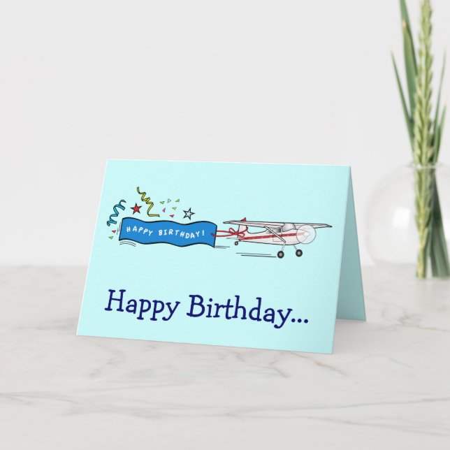 Tarjeta Cumpleaños feliz del avión desde toda la banda (Anverso)