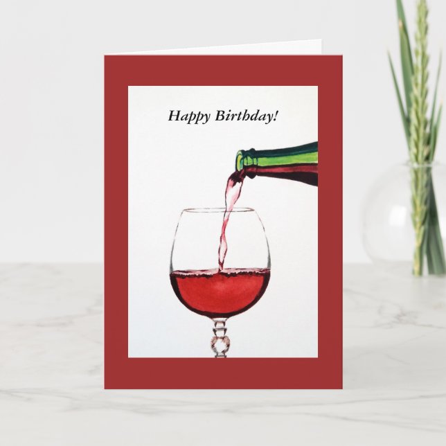 Tarjeta Cumpleaños feliz del vino rojo (Anverso)