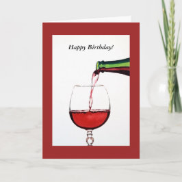 Tarjeta Cumpleaños feliz del vino rojo