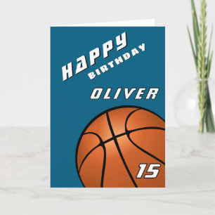 Tarjeta Cumpleaños Feliz Deportes Balón de Baloncesto Mode