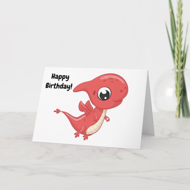Tarjeta Cumpleaños Feliz Dinosaurio Bebé! En Blanco (Anverso)