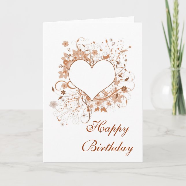 Tarjeta "Cumpleaños feliz" - diseño floral (Anverso)