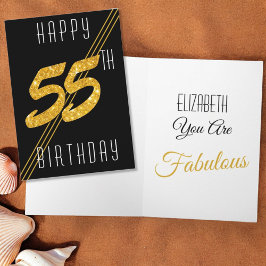 Tarjeta Cumpleaños Feliz Dorado Brillante 55 Años