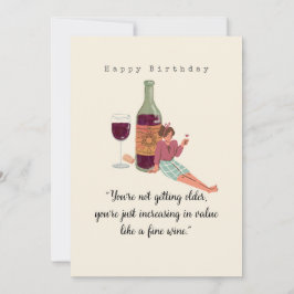 Tarjeta Cumpleaños feliz - Edad y vino
