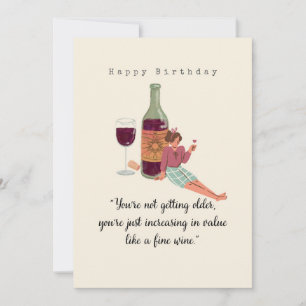 Tarjeta Cumpleaños feliz - Edad y vino