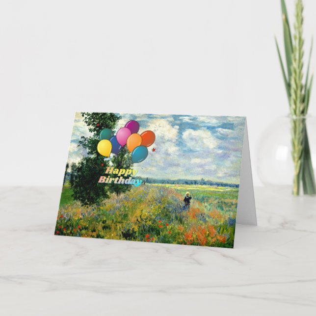 Tarjeta Cumpleaños feliz, famosa pintura del campo de la a (Anverso)