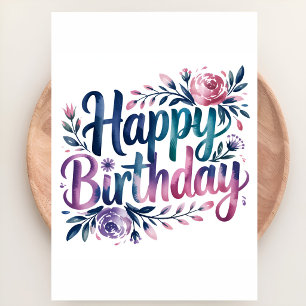 Tarjeta Cumpleaños Feliz Floral Pastel