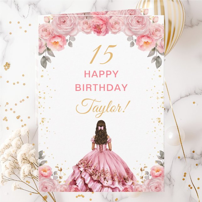 Tarjeta Cumpleaños Feliz Floral Rosa Princesa (Subido por el creador)