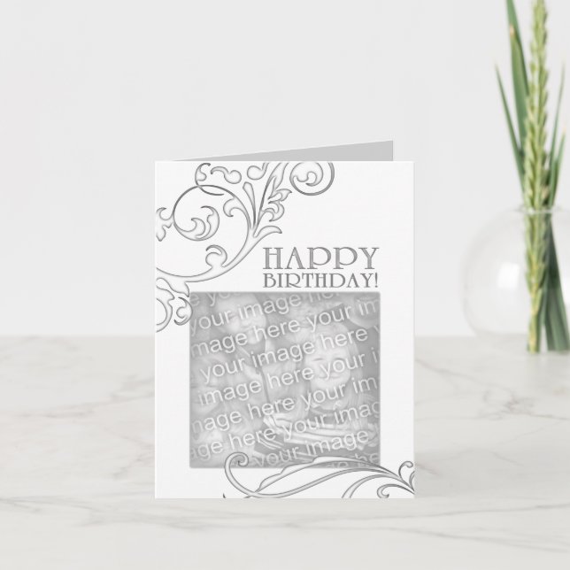 Tarjeta cumpleaños feliz (florido elegante) (Anverso)