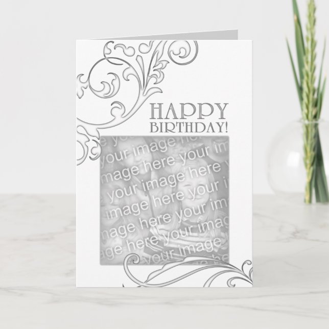 Tarjeta cumpleaños feliz (florido elegante) (Anverso)