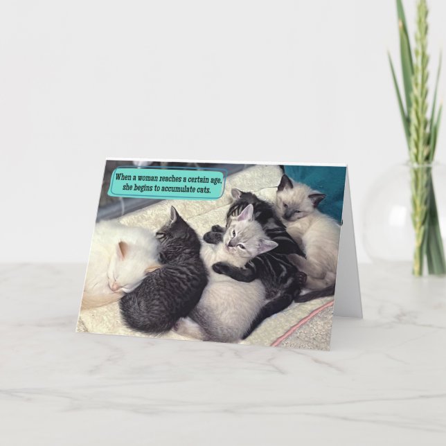 Tarjeta Cumpleaños Feliz Gatitos Adorables Muchas Patas (Anverso)
