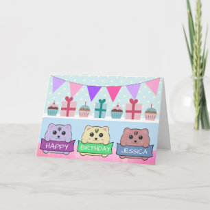 Tarjeta Cumpleaños Feliz Gatitos Personalizados