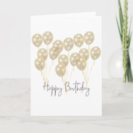 Tarjeta Cumpleaños Feliz Globo de Oro Elegante