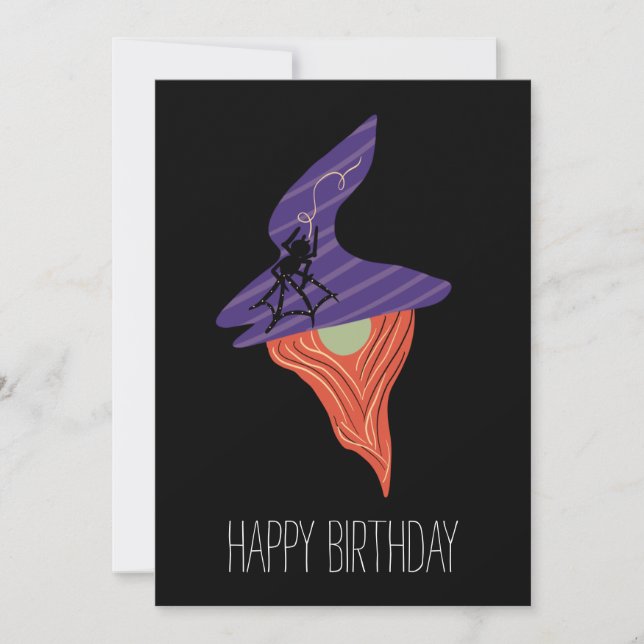 Tarjeta Cumpleaños Feliz Gnomo de Halloween Lindo Araña (Anverso)