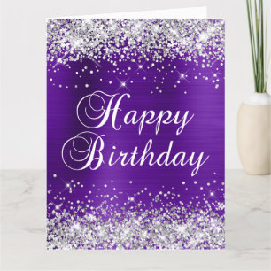 Tarjeta Cumpleaños Feliz Grande Purpura Holografico Platea