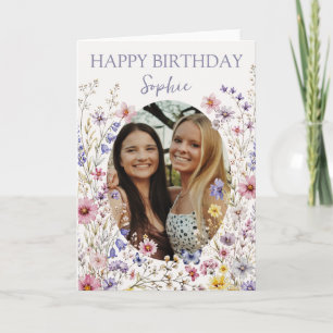 Tarjeta Cumpleaños Feliz Hermana Foto de Flor Silvestre