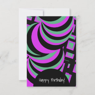 Tarjeta Cumpleaños Feliz Hipnótico Verde Purpura Para Cual