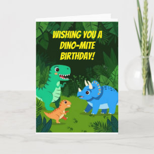 Tarjeta Cumpleaños Feliz Jungla de Dinosaurios Plegado