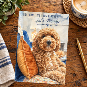 Tarjeta Cumpleaños Feliz Mamá Golden Doodle