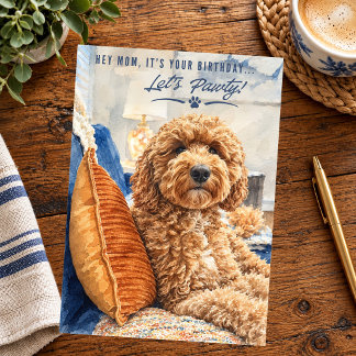 Tarjeta Cumpleaños Feliz Mamá Golden Doodle