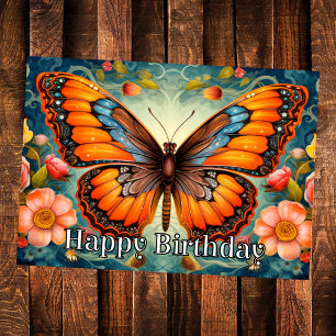 Tarjeta Cumpleaños Feliz Mariposa Caprichosa Artística