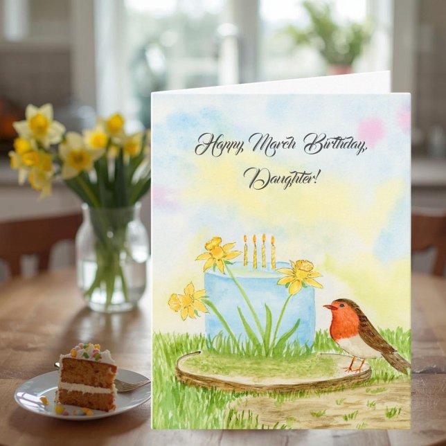Tarjeta Cumpleaños Feliz Marzo Hijita Narcisos (Subido por el creador)