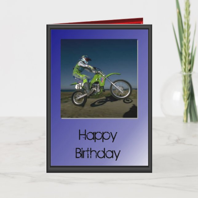 Tarjeta Cumpleaños feliz - Motociclista (Anverso)