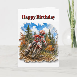 Tarjeta Cumpleaños Feliz Motocross de Bicicleta de Niños 