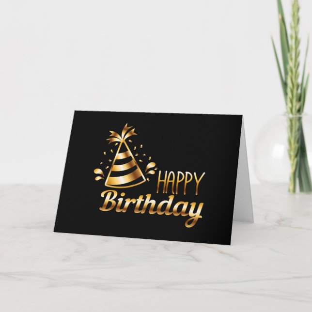 Tarjeta Cumpleaños feliz - Negro y Oro 3 (Anverso)