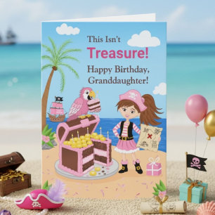 Tarjeta Cumpleaños Feliz Nieta Tesoro Pirata