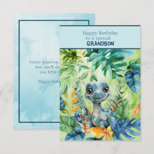 Tarjeta Cumpleaños Feliz Nieto Especial Dinosaurio Bebé