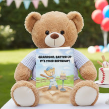 Cumpleaños Feliz Nieto Oso de Peluche de Béisbol
